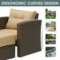 thumbnail image 6 of RoyalCraft Modular Collections Patio Sofa Chair with Ottoman, Outdoor Brown Rattan Lounger Sofa Chair Set with Seat and Back Cushions, Aluminum Frame, 6 of 7