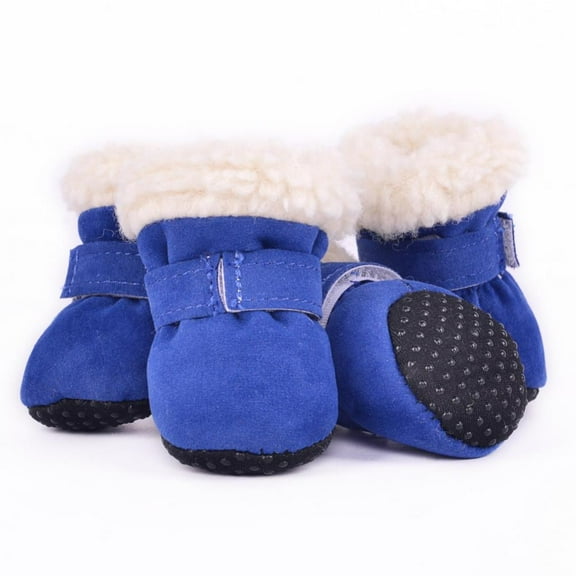Warm Small Dog Snow Boots Waterproof Suede Puppy Cat Booties Anti-Skid Pet Winter Shoes