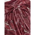 thumbnail image 3 of Burgundy Marble Print Asymmetrical Hem Ruched Waist Side Tie Flowy Skirt For Women, 3 of 4