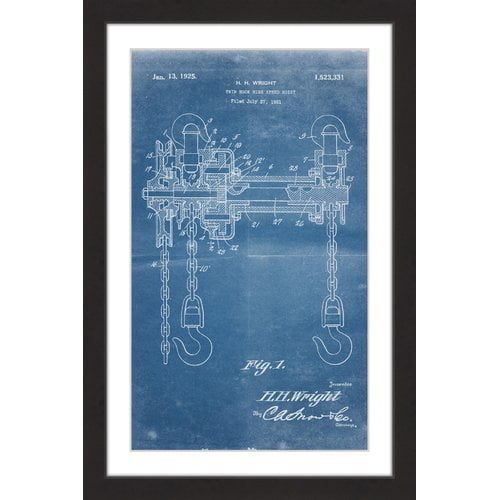 "Hoist 1921 Blueprint" Framed Painting Art Print, 12" x 1.5"