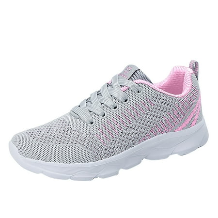 Fauean Sneakers for Women Lightweight Breathable Lace up Casual Shoes Fashion Sneakers Pink Size 38