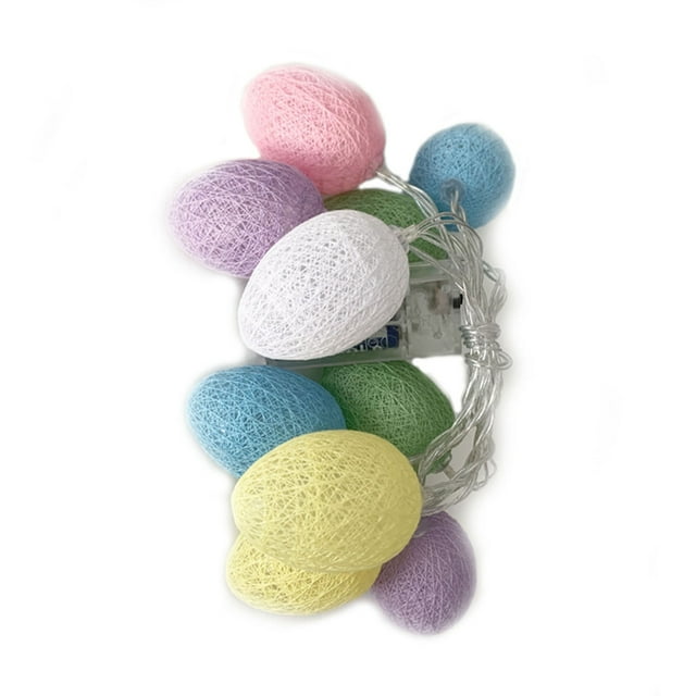 Faithtur Easter String Lights, Cotton Thread Wrap Egg Shape LED Lamp Indoor Outdoor Tree Bedroom Decorations