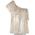 thumbnail image 3 of PrettyGuide Women's One Shoulder Sequin Tops Ruffle Sexy Sparkle Blouse Club Party Top, 3 of 7