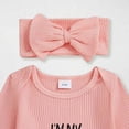 thumbnail image 4 of CAICJ98 Newborn Outfit Girl Long Sleeve Letter Romper Ribbed Knit Jumpsuit Baby Girl Coming Home Outfit (Pink,3-6 Months), 4 of 6