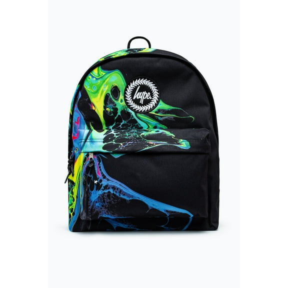 Hype Unisex Black Marble Ink Crest Backpack