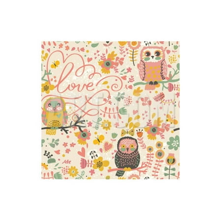 Wall Art Butterflies And Flowers Gentle Spring Seamless Pattern in Bright Colors. Cute Owls on Branches in Butterflies and Flowers I Print Wall Art By smilewithjul ()