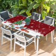 thumbnail image 2 of Red Snowman Christmas Table Cloths for 3 Foot Rectangle Tables, Gifts Xmas Tree Winter Snowflake Patio Waterproof Elastic Fitted Tablecloths, Washable Rectangular Table Cover for Camping, 2 of 8