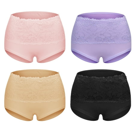 

Women s High Waisted Cotton Underwear Soft Breathable Panties Stretch Briefs Regular 4 Pack XL