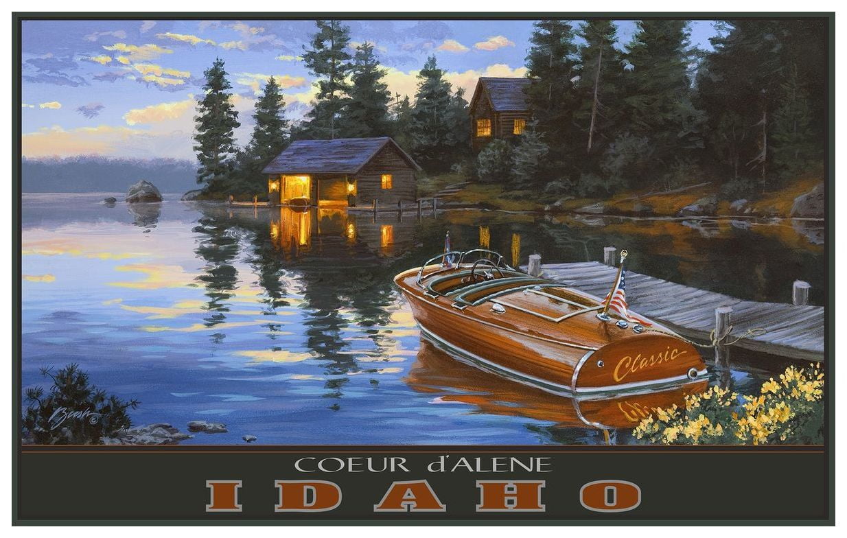 Coeur d' Alene Idaho Giclee Art Print Poster by Darrell Bush (12" x 18