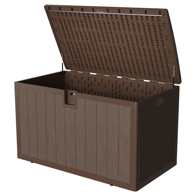 Gaderth Outdoor Storage Box,130 Gallon Resin Deck Box,Waterproof Lockable Outdoor Storage Bench,Storage Container For Patio Furniture Garden Tools Package Delivery