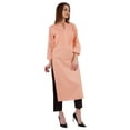 thumbnail image 2 of Bimba Mandarin Collar W/ Pintucked Neck CottonÂ&nbsp;KurtiÂ&nbsp;For Womenâ€™s Indian Ethnic Straight Solid Kurta, 2 of 7