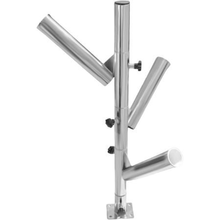 Stainless Steel Fishing Rod Holder for Boat 3 Tube Adjustable Triple Rod Holder