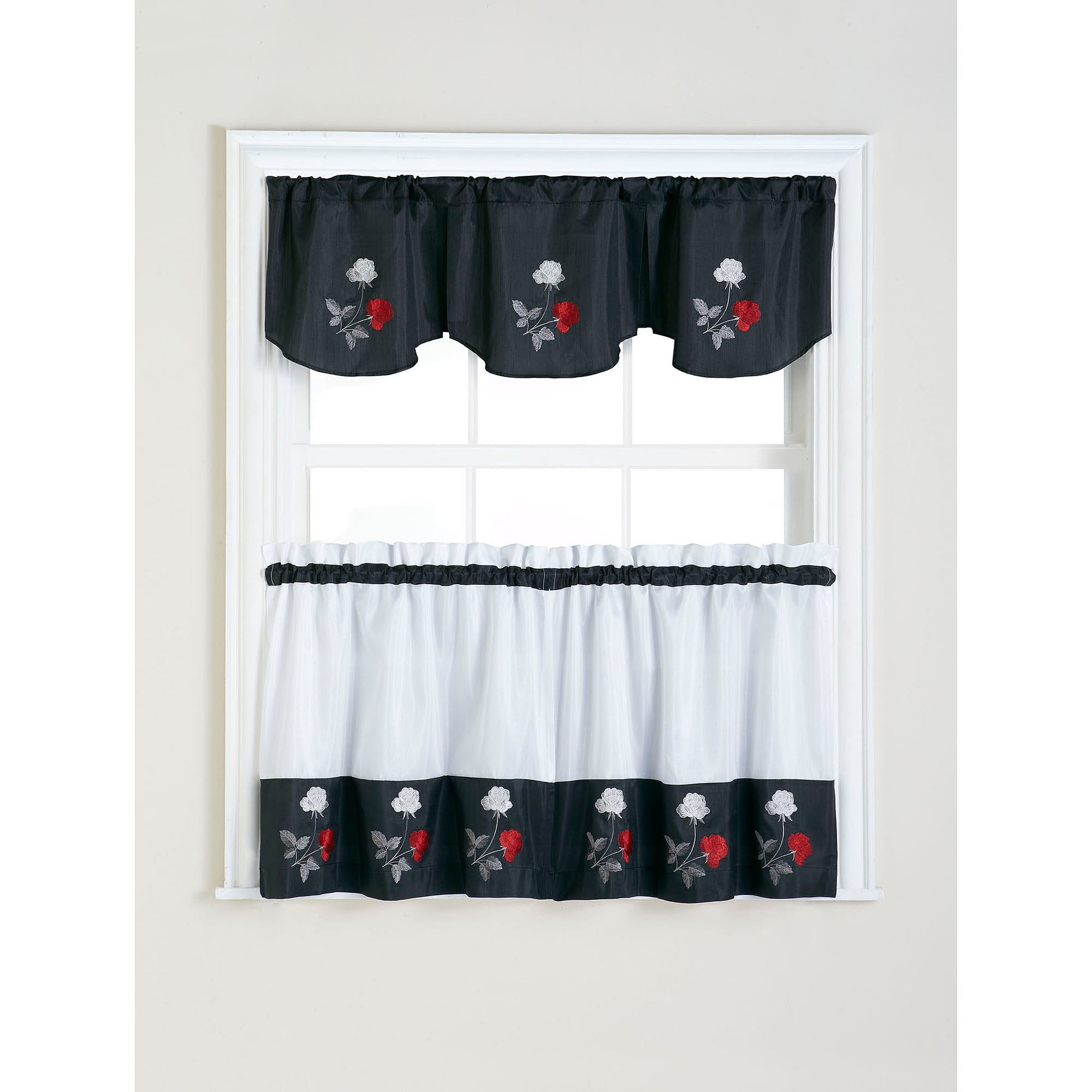 Mainstays Coffee Shop 3 Piece Kitchen Curtain And Valance Set