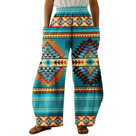 

Flowy Pants For Women Women s Casual Long Pajama Lounge Pants Drawstring Sleepwear-Print Design(S Blue)