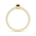 thumbnail image 2 of ANGARA Natural Classic Solitaire Ruby Promise Ring with Pave Diamonds in 14K Yellow Gold for Women (Size-4mm) | July Birthstone, Birthday, Anniversary, Jewelry Gift for Women | Natural Ruby Ring, 2 of 8