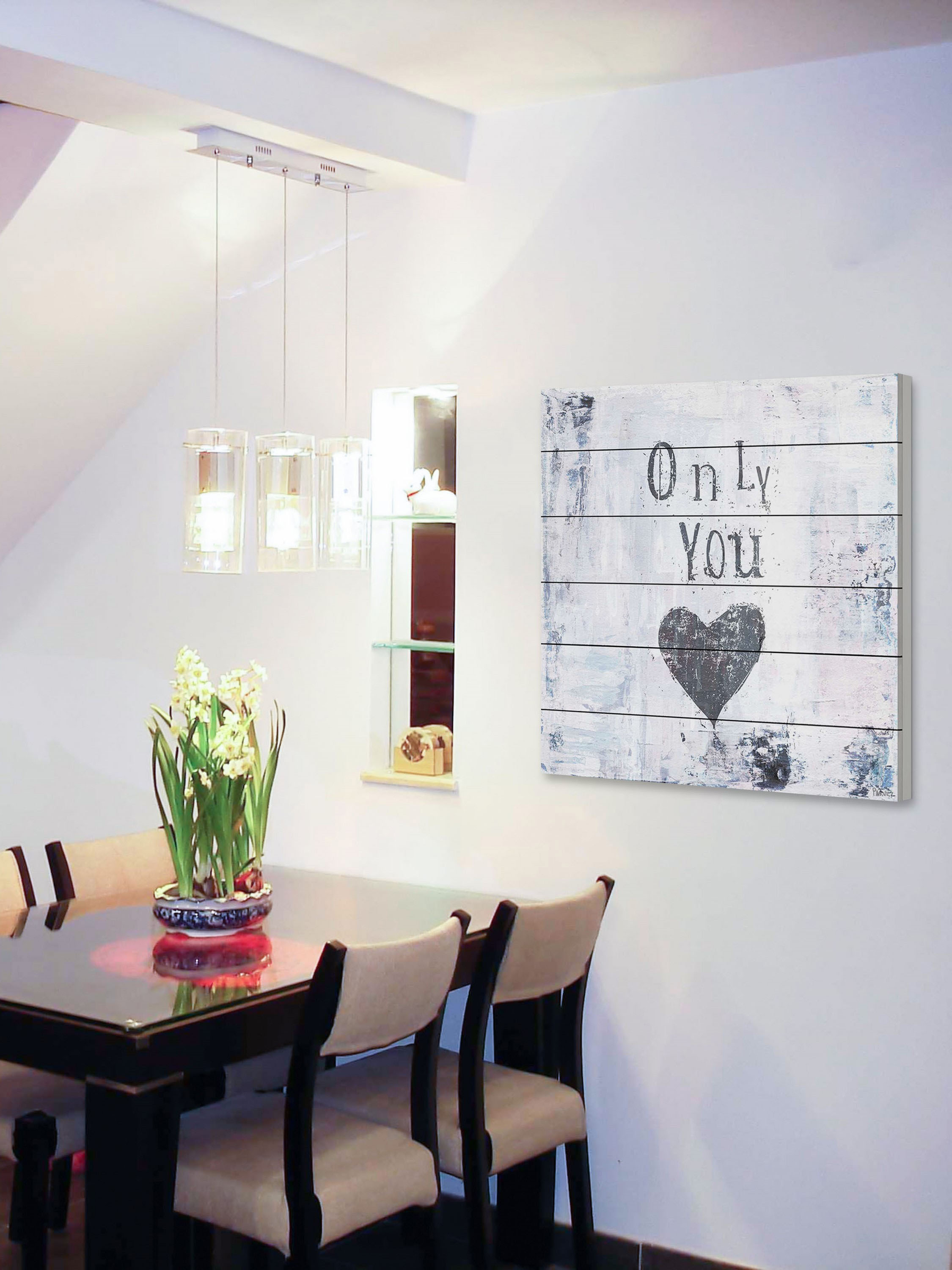 "Only You" Painting Print on White Wood