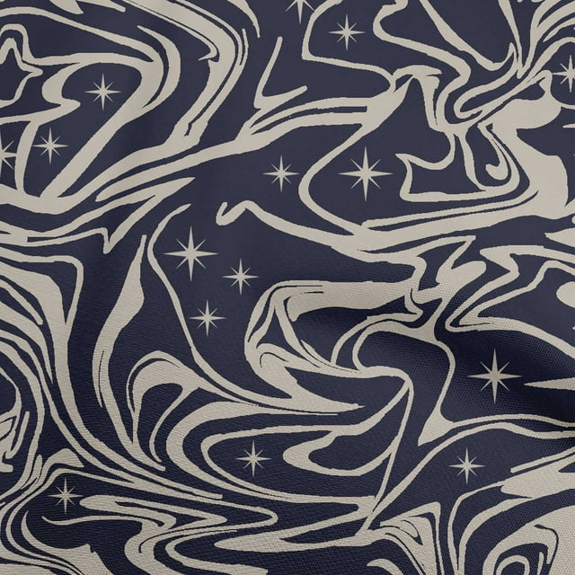 oneOone Jersey de Coton Bleu Foncé Tissu Abstrait Matière de Robe Tissu Imprimé Tissu au Mètre 58 Pouces de Large