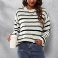 thumbnail image 7 of IROINNID Reduced Womens Sweater Round Neckline Pullover Sweater Stripes Comfy Mid-Length Long Sleeve Splicing Recreational Knitting Sweater Tops, 7 of 7