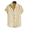 thumbnail image 2 of Camisas s Para Hombre Slim Fit Camisa floral para hombres Tropical Casual Manga corta Botón abajo Impreso Camisas de playa (Yellow, 3XL), 2 of 4