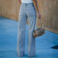 thumbnail image 6 of MIXUE Jeans For Women Solid Color Flare Denim Hole Waist Pants Ripped High Distressed Trousers Sportswear,Blue,XXL, 6 of 9