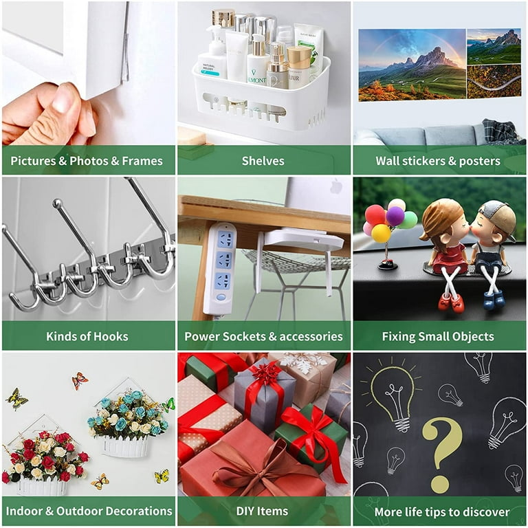 Wantong Reusable Double Sided Strong Transparent Tape,Adhesive Strips Heavy  Duty More Than 20lb,20-Strips,for Paste Items Such as Hooks Photos Pictures  Carpets etc. 