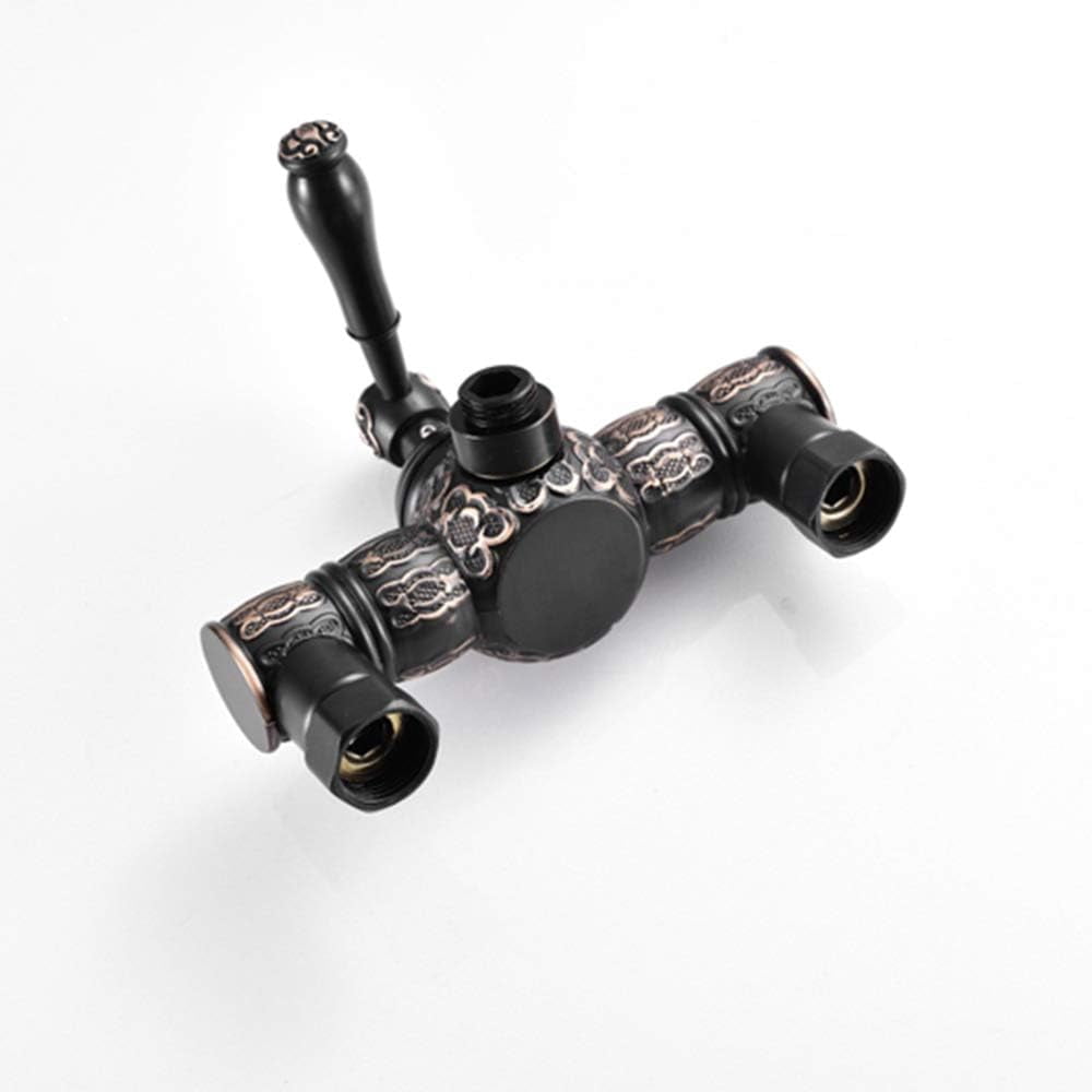 Black Bronze Shower Faucet Set Wall Mounted Bathroom Bathtub Faucet Vintage Handheld Shower Head, Single Handle