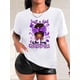 thumbnail image 1 of Camiseta informal de cuello redondo con estampado navideño de niña afroamericana, tejido de punto de algodón, elasticidad media, para primavera/verano/otoño. Top de moda para mujer, camiseta deportiva, 1 of 6