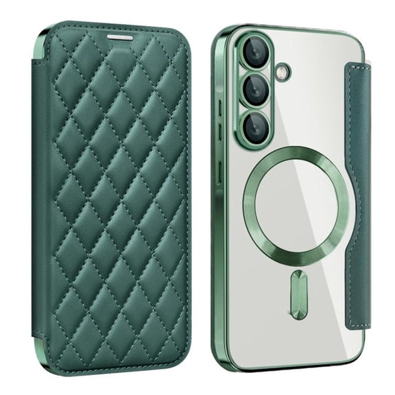 For Samsung Galaxy A56 5G Wallet Cell Cover, RFID Blocking, PU Leather,Compatible With MagSafe , With Flip Cover Multi-Card Slots Pocket, Ultra Thin Magneti Protective Cover,Green,For Galaxy A56 (5G)