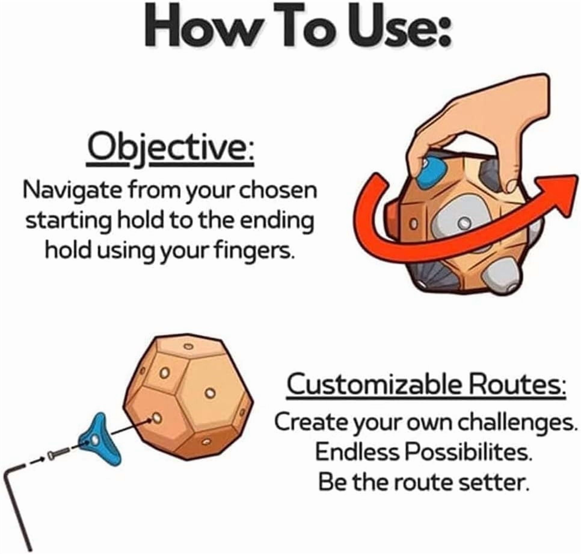 Boulder Block for Climbers, Finger Strengthener & Grip Trainer for Rock Climbers, Simulated Climbing Training Balls, Build Strength and Precision, Bouldering Training Tool Gift