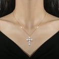 thumbnail image 2 of Women's Simple Pearl Cross Simple Necklace, 2 of 2
