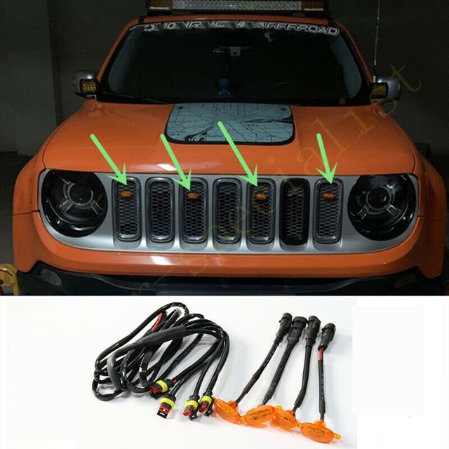 for Jeep Renegade 2015-2021 Car Front Grille LED Light Raptor Style Grill Trim