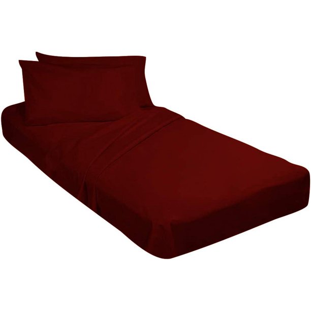Bed Cot Fitted Sheet 28" x 75" Burgundy Solid 1 Qty Cot Fitted