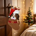 thumbnail image 5 of Tuvgenk Brown Dog Christmas Stocking, 17.7 inch Cartoon Puppy Xmas Stocking with Santa Hat, Bone Shape Pet Holiday Decor for Fireplace Mantel Tree, 5 of 6