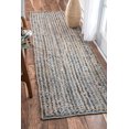 thumbnail image 1 of Aizza Trends Hand Made Hand Braided Natural Jute and Denim Floor Runner Rug | Floor Rug | Table Runner Rug, 1 of 5