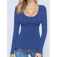 thumbnail image 4 of T-shirt Tunique Ajusté à Manches Longues à Encolure Dégagée pour Femmes Tee Bleu m, 4 of 9