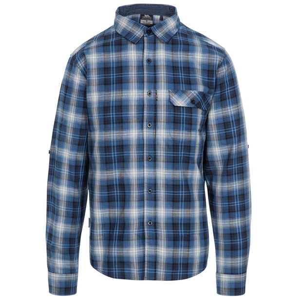 Trespass - Camisa Shougle Cuadro de Algodón para Hombre (Marino Cuadros)