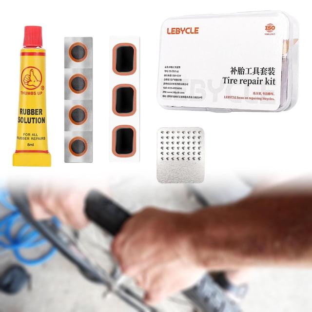 Kit de reparación de neumáticos de bicicleta, juego de reparación de pinchazos con pegamento, accesorios de herramientas portátiles, Kit de parche de
