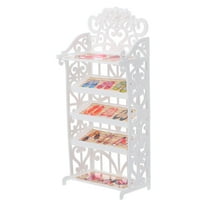 OFFIGAM White Plastic Doll Shoes Rack for Dollhouse Decor, 1 Piece Storage Organizer Accessory