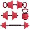 thumbnail image 1 of Soozier Ensemble d'Haltères Réglables Rouges de 88 Lb - Barre, Kettlebell et Support de Pompes 4-en-1 pour l'Entraînement de Force à la Maison et les Entraînements de Mise en Forme, 1 of 7