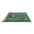 thumbnail image 2 of Ahgly Company Machine Washable Indoor Square Medallion Turquoise Blue Traditional Area Rugs, 5' Square, 2 of 4