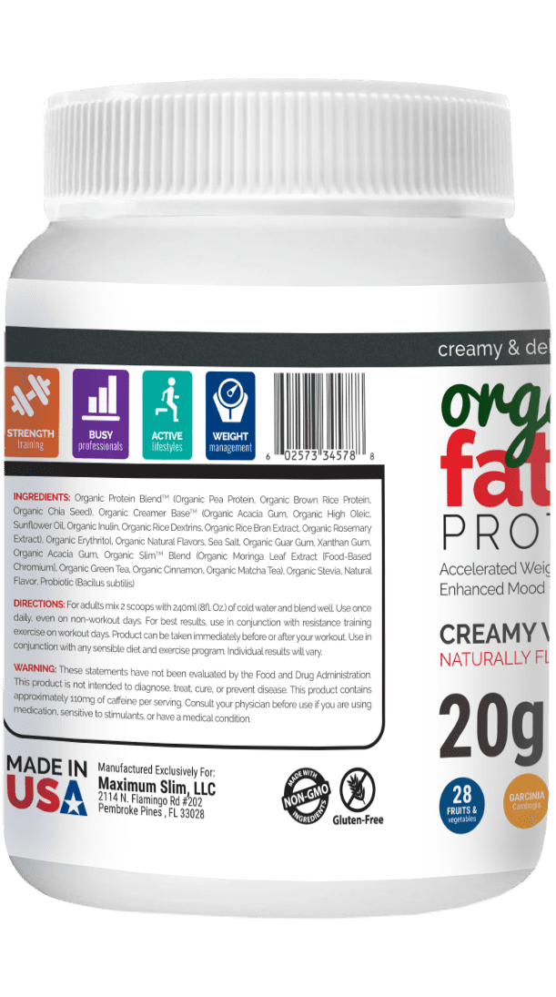 Organic Fat Burning Protein Shake, Whey Protein Powder - Creamy Vanilla