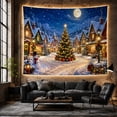 thumbnail image 6 of Moon Stars Snow with Covered Village Square Clear, Mystical Fantasy for Space Lovers, Galaxy Room Decor, Christmas Gift, Tapestry Wall Hanging for Bedroom and Dorm, 6 of 7