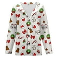 thumbnail image 4 of Luwomo Women Christmas Leisure Cardigans Stylish Santa Gift Print Button Down Long Sleeve Autumn Winter Holiday Festive Cozy Soft Knitwear Outerwear Jacket Regular Coat Blouses,E-White,M, 4 of 5