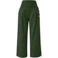 thumbnail image 4 of Wide Leg Linen Pants Women Summer High Waisted Boho Beach Flowy Pant Casual Vacation Outfits Elastic Lounge Trousers Green M, 4 of 5
