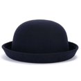thumbnail image 1 of Trendy Women Solid Color Bowler Derby Wool Felt Hat, 1 of 5