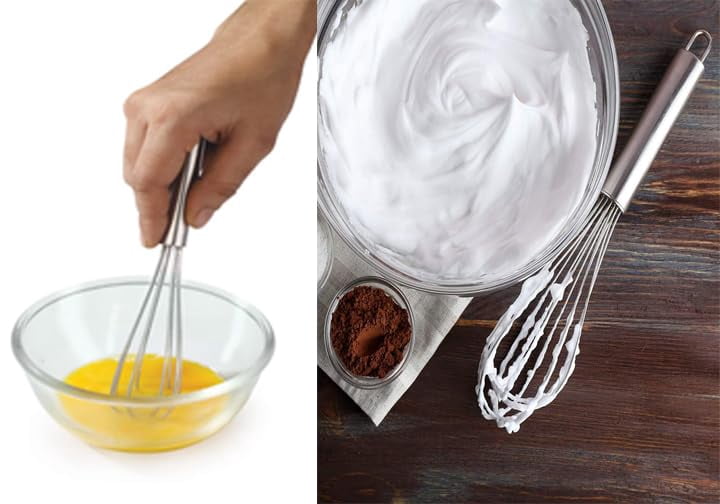 Stainless Steel Balloon Whisk – Multi-Use Hand Blender for Egg Beating, Blending, Stirring & Cooking – Durable Pipe Handle Kitchen Utensil Curd Beater (Silver), 1Pc, 20 cm