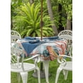 thumbnail image 3 of Outdoor Tablecloth with Umbrella Hole for Patio/Picnic/Party/Camping, Octopus Coastal Waterproof Table Cloth Round Cover Washable, Summer Nautical Starfish Coral Grey Wooden (Dia 60"), 3 of 8