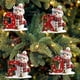 thumbnail image 5 of Adornos navideños con iniciales, adornos personalizados con apellido, letras del alfabeto con gorro rojo (AZ) para el árbol de Navidad, letras brillantes para colgar con campanillas de nieve y bayas., 5 of 5