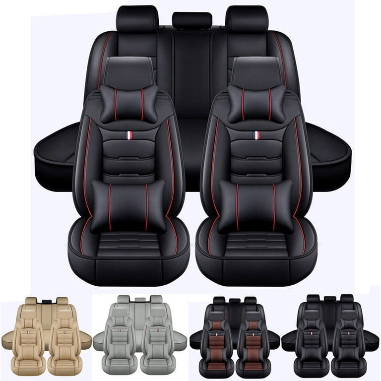 TIANLAIMEI Car Seat Covers Full Set Leather Front and Rear Bench