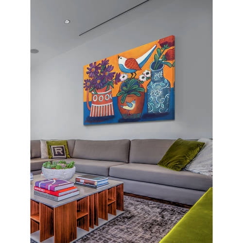 Marmont Hill "Orange and Blue Vases" Painting Print on Canvas